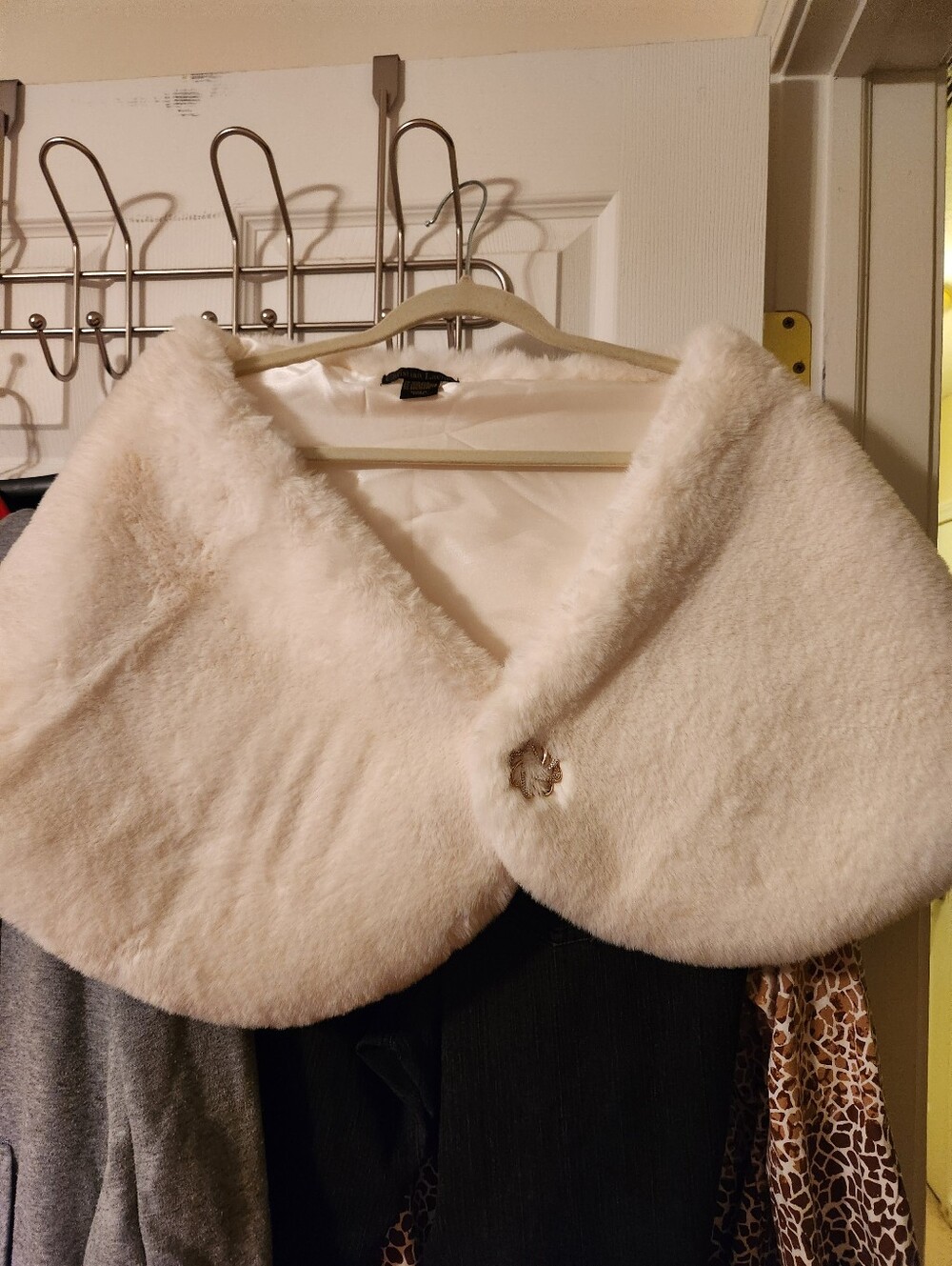 Christian Lacroix Cream Faux Fur Shawl Wrap